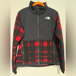 The North Face Black and Red Checkered Fleece Denali Jacket- Women's M